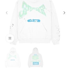 AUTHENTIC Sp5der HOODIE!
Cream with mint green and sky blue accents